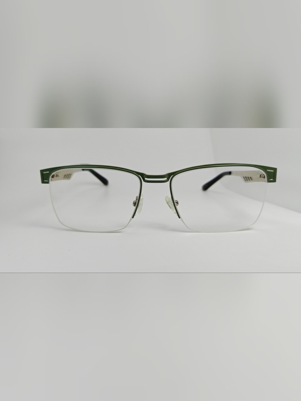 Taxi. Olive Green Semi Rimless Metal Frame. Nose Pads Spring Hinge